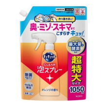 Kao CuCute CLEAR Spray піна-спрей для миття посуду, аромат апельсина, поповнення 1050 мл
