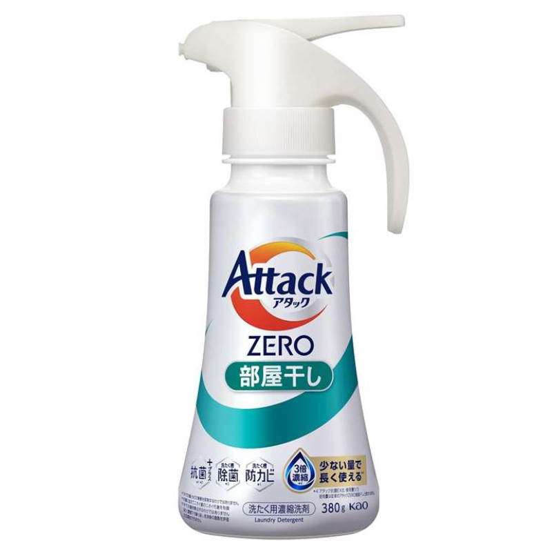 Kao Attack ZERO One-Hand рідина для прання для сушіння в приміщенні, з дозатором, 380 г