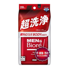 Kao Men's Biore Body Sheet Super Cleansing мужские влажные салфетки для тела с цитрусовым ароматом, 28 шт