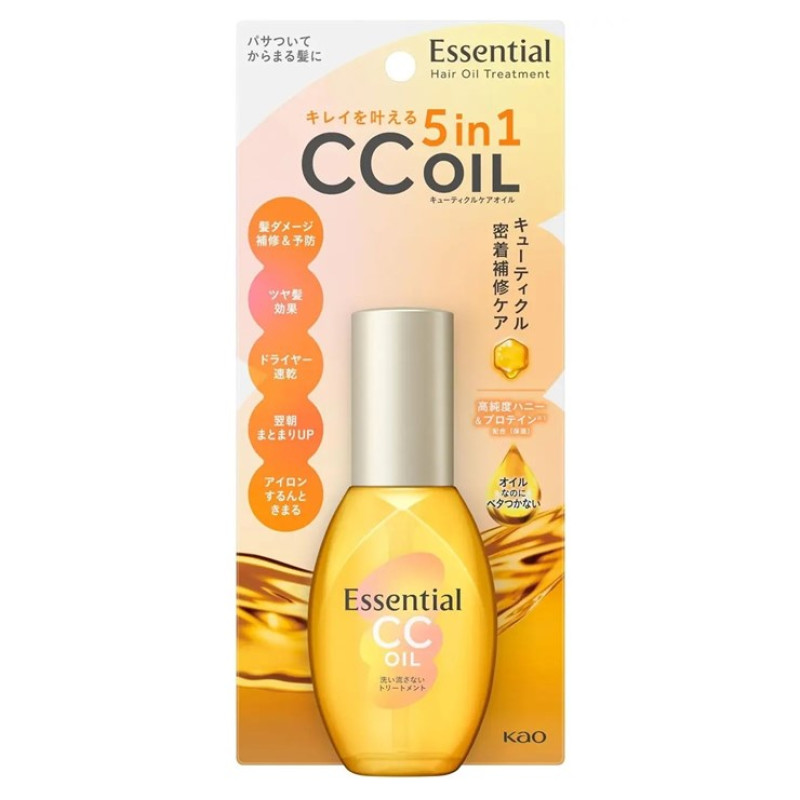 Kao Essential легкое масло для гладкости волос с термо- и UV-защитой, 60 мл