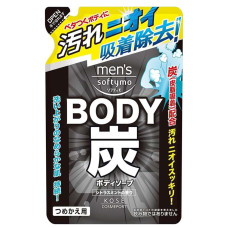 KOSE Men's Softymo мужское жидкое мыло для тела с древесным углем, сменный блок 400 мл