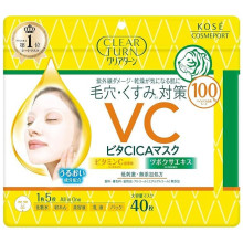 KOSE Clear Turn Vita CICA зволожувальна маска з вітаміном С 40 шт