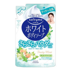 KOSE Softymo White Body Soap гель для душа с пудрой и ментолом, сменный блок 420 мл
