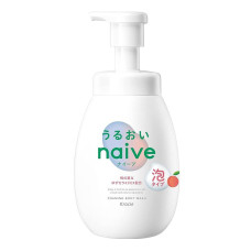 Kracie Naive Moisturizing пенное увлажняющее мыло для тела с экстрактом листьев персика, 600 мл
