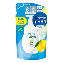 Kracie Naive Body Soap Refresh Sea Mud рідке мило для тіла з морською глиною, поповнення 360 мл