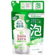 LION Hadakara Foam пенное мыло для тела для увлажнения и гладкости кожи, сменный блок 420 мл для дозаторов-пенообразователей