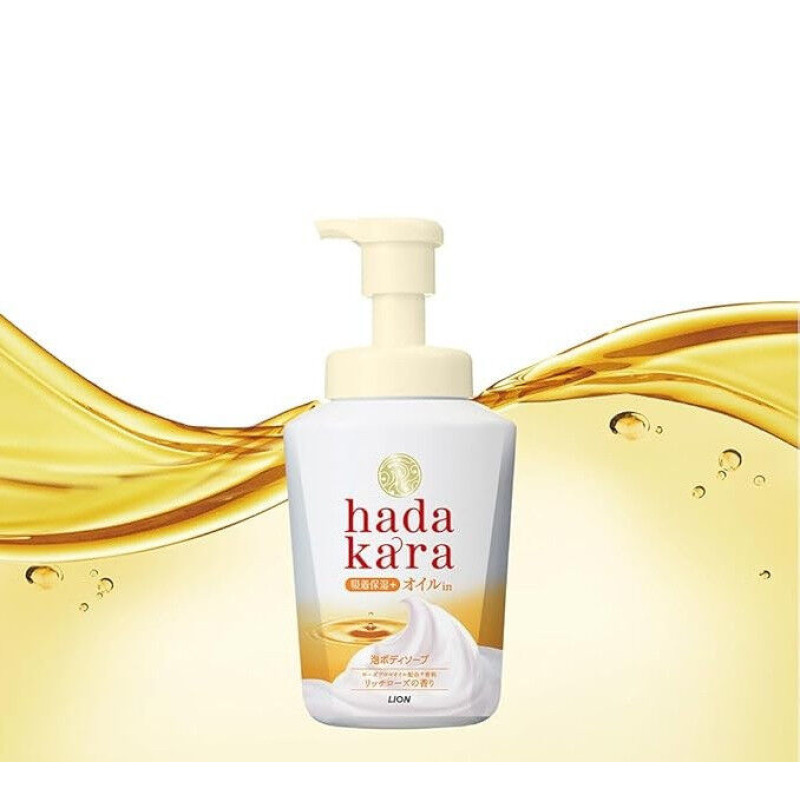 LION Hadakara Foam Oil In пінне мило для тіла з натуральними оліями, поповнення 420 мл для дозаторів-піноутворювачів