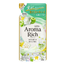 LION Soflan Aroma Rich Ellie парфюмированный кондиционер для белья, аромат свежего букета, сменный блок 380 мл