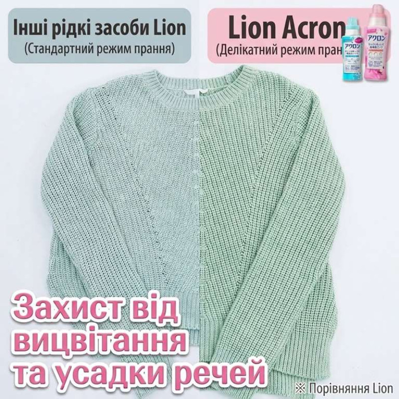 LION Acron Natural Soap рідина для прання делікатних тканин, поповнення 850 мл