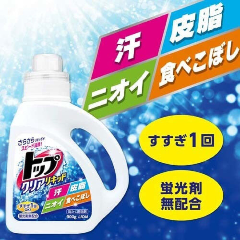 LION Top Clear Liquid средство для стирки с ферментами, запасной блок 900 г