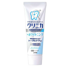 LION Clinica Advantage+ Whitening відбілююча зубна паста з фтором та ферментами, прозора м'ята, 130 г
