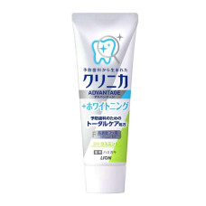 LION Clinica Advantage+ Whitening відбілююча зубна паста з фтором та ферментами, цитрусова м'ята, 130 г