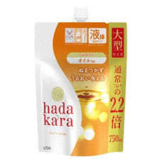 LION Hadakara Oil-in жидкое увлажняющее мыло для тела, аромат розы, запасной блок 750 мл