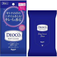 ROHTO Deoco Body Cleanse Sheet вологі дезодоруючі серветки з лактоном проти запаху поту, 36 шт